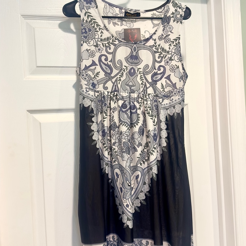 Reborn Black Graphic Tank Top Relaxed Fit